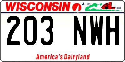 WI license plate 203NWH