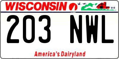 WI license plate 203NWL