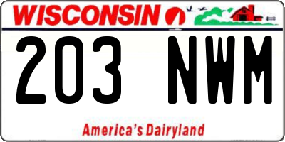 WI license plate 203NWM