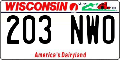 WI license plate 203NWO