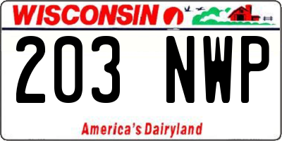 WI license plate 203NWP