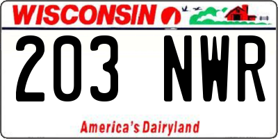 WI license plate 203NWR