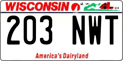 WI license plate 203NWT