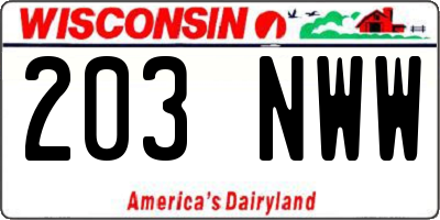 WI license plate 203NWW