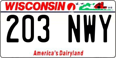WI license plate 203NWY