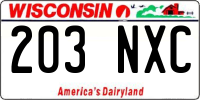 WI license plate 203NXC