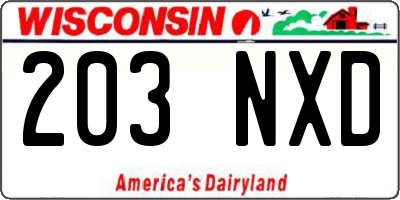 WI license plate 203NXD