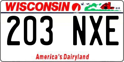 WI license plate 203NXE