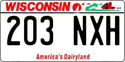 WI license plate 203NXH