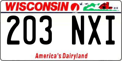 WI license plate 203NXI