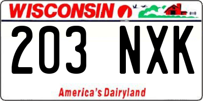 WI license plate 203NXK
