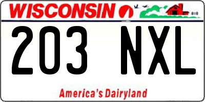 WI license plate 203NXL