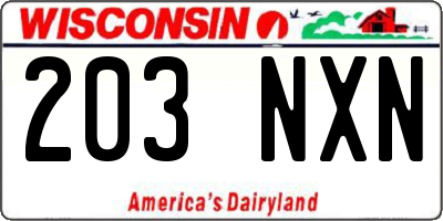 WI license plate 203NXN