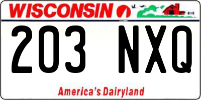 WI license plate 203NXQ