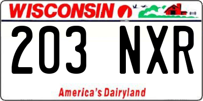 WI license plate 203NXR