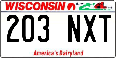 WI license plate 203NXT