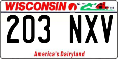 WI license plate 203NXV