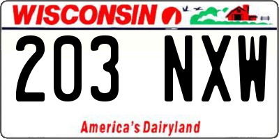 WI license plate 203NXW
