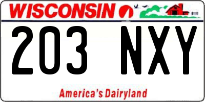 WI license plate 203NXY
