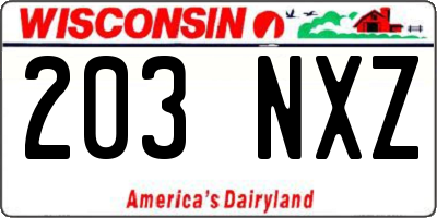 WI license plate 203NXZ