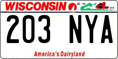 WI license plate 203NYA