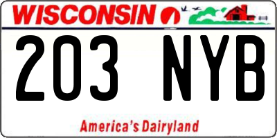WI license plate 203NYB