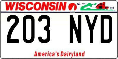 WI license plate 203NYD