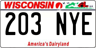 WI license plate 203NYE
