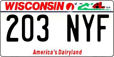 WI license plate 203NYF