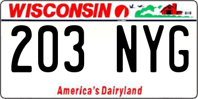 WI license plate 203NYG