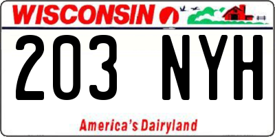 WI license plate 203NYH