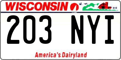 WI license plate 203NYI