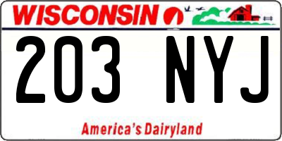 WI license plate 203NYJ