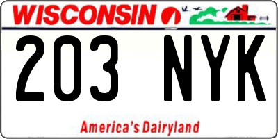 WI license plate 203NYK