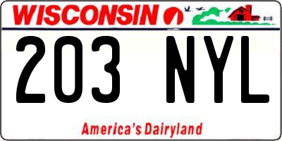 WI license plate 203NYL