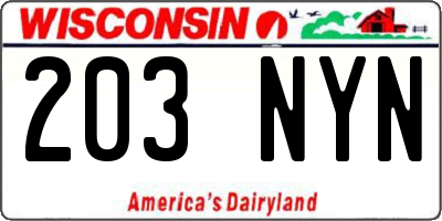 WI license plate 203NYN