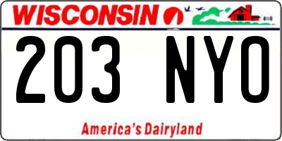 WI license plate 203NYO