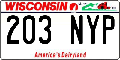 WI license plate 203NYP