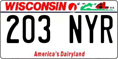 WI license plate 203NYR