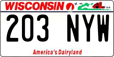 WI license plate 203NYW