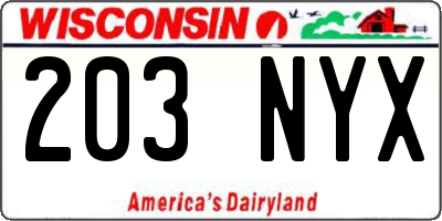 WI license plate 203NYX