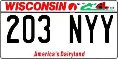 WI license plate 203NYY