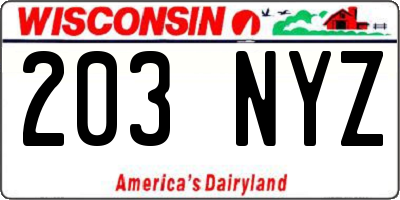 WI license plate 203NYZ