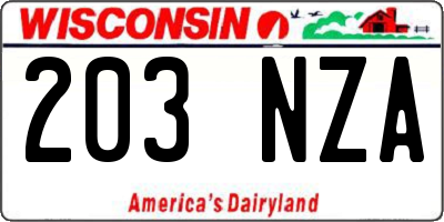 WI license plate 203NZA