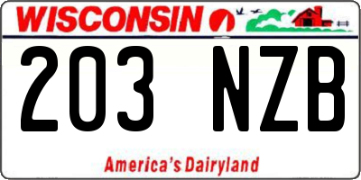 WI license plate 203NZB