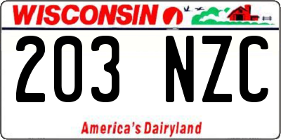 WI license plate 203NZC