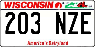 WI license plate 203NZE