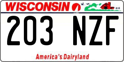 WI license plate 203NZF