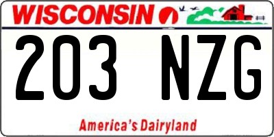 WI license plate 203NZG