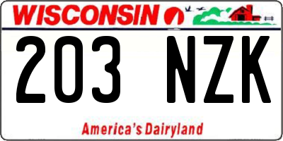 WI license plate 203NZK